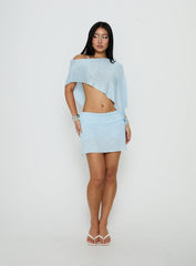 Shalva Knit Sequin Poncho Blue