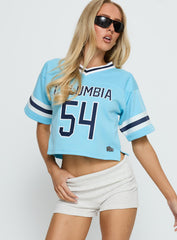 Columbia Cropped Football Jersey Tee Blue