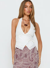 Jezmina Halter Wrap Top White