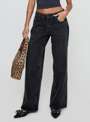 Serenitia Mid Rise Relaxed Leg Jeans Washed Black Petite