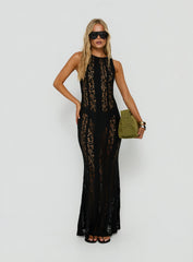 Laurenza Sheer Lace Maxi Dress Black