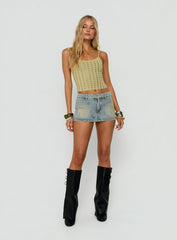 Winter Solstice Scoop Neck Eyelet Detail Top Lemongrass