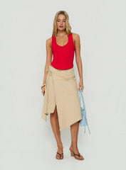 Ellainah Asymmetrical Wrap Midi Skirt Concrete