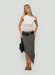 Aviza Asymmetrical Midi Skirt Grey
