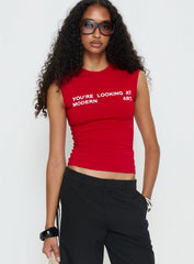 Modern Art Graphic Baby Tee Red