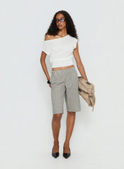 Sevigney Long Elasticated Shorts Cream Check