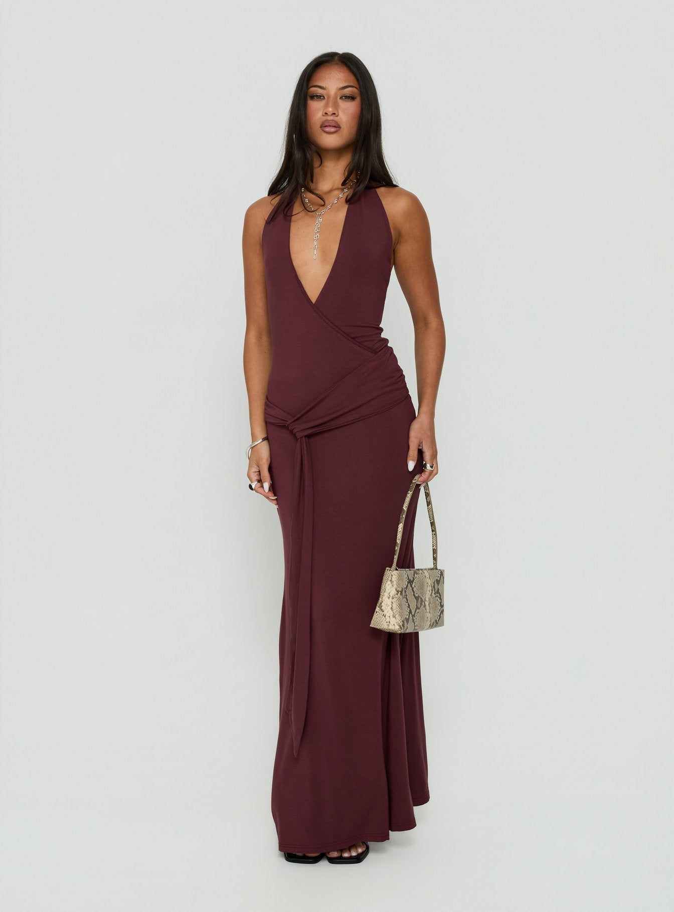 So Major Draped A-Line Maxi Dress Plum