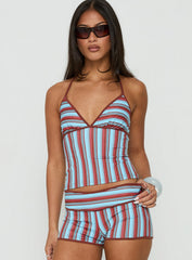 Makira Halter Top Brown / Blue Stripe