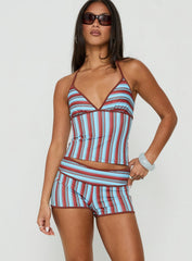 Makira Shorts Brown / Blue Stripe