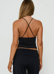 Elmah Cross Back High Neck Top Black