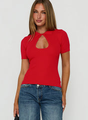 Happened One Night Keyhole Blouse Top Red