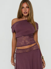 Marienna One Shoulder Lace Top Plum