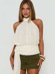 Faythe High Neck Tie Top Cream