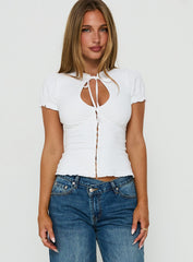 Purest Bliss Keyhole Knit Top White