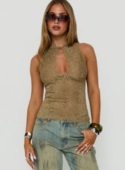 Quinbie Lace Sleeveless Top Green