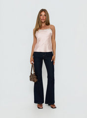 Cosmas Lace Trim Satin Cami Top Pink