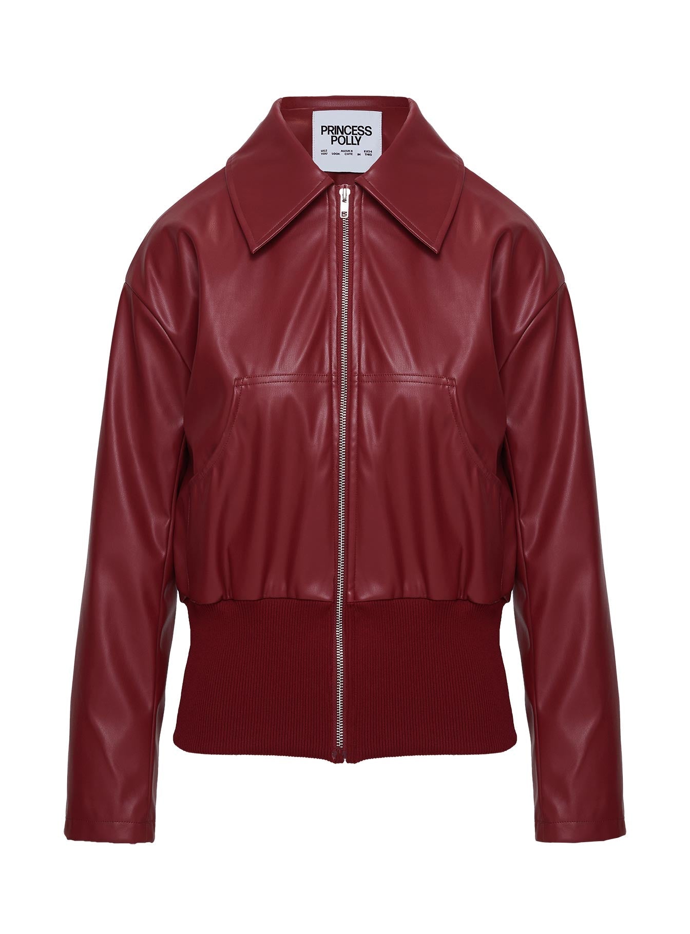 Radio On Blast Faux Leather Bomber Jacket Red