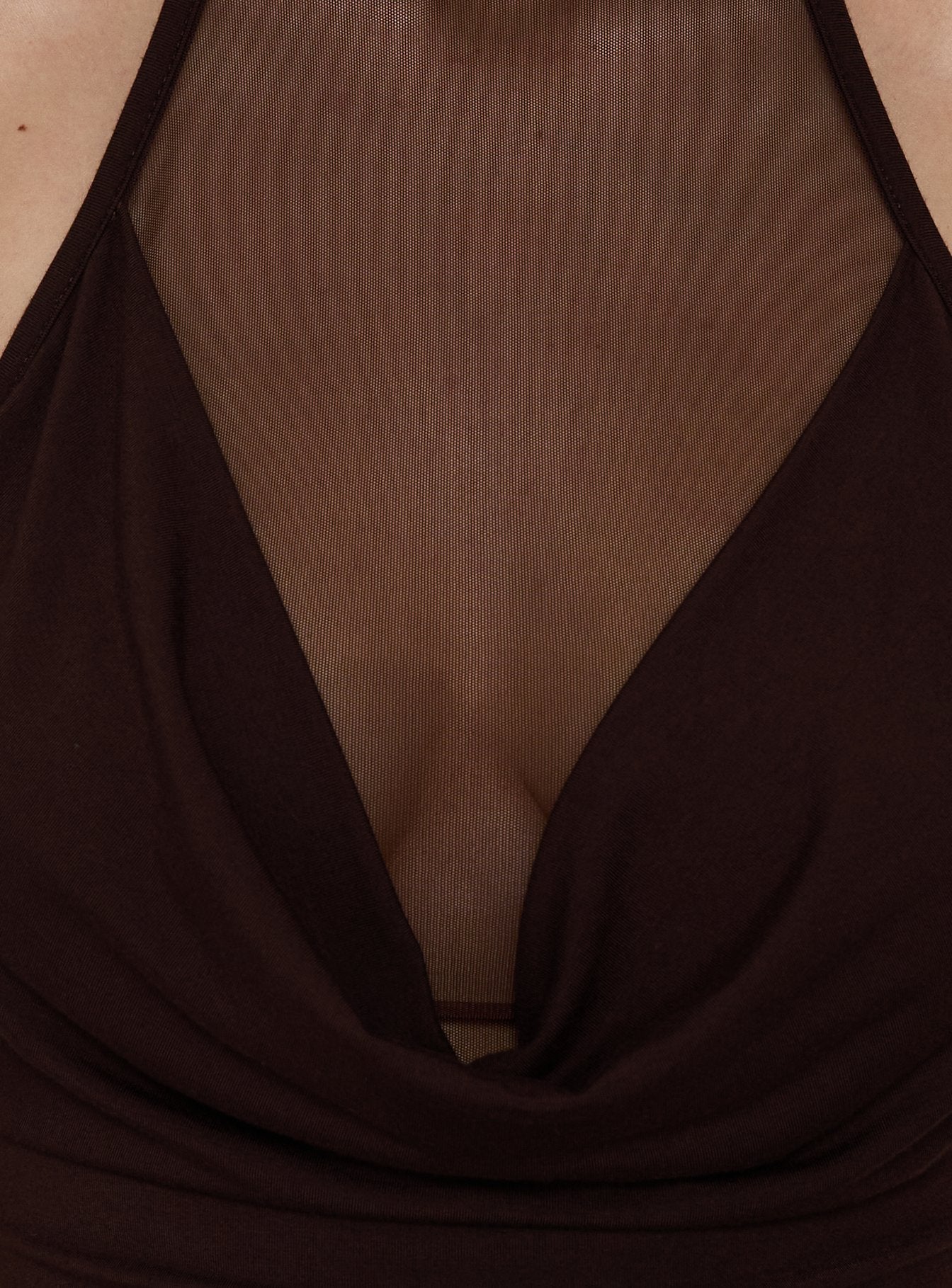 Zuree Layered Cowl Neck Top Brown