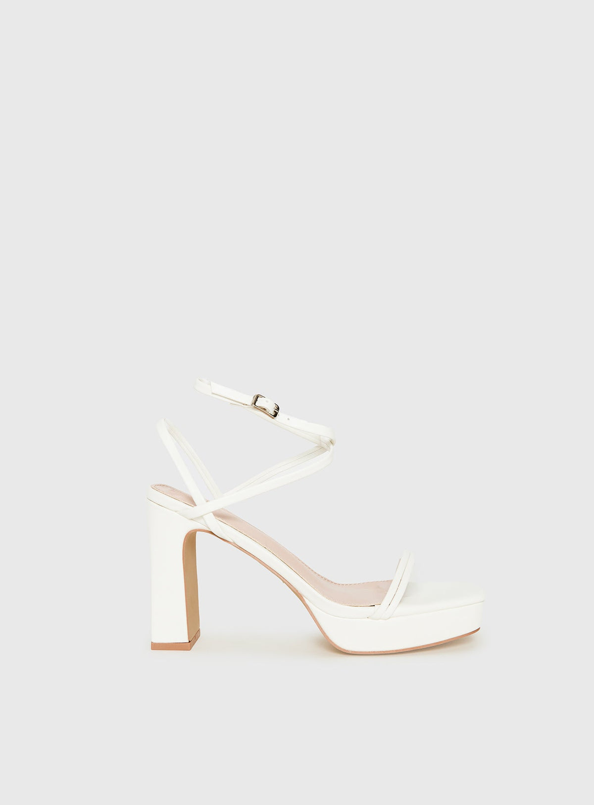 Tessie Ankle Strap Heels Matte White