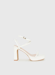 Tessie Ankle Strap Heels Matte White