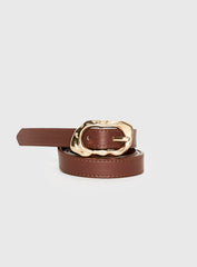 Capeside Faux Leather Belt Brown / Gold