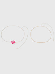 Open Arms Flower Belt Gold / Pink