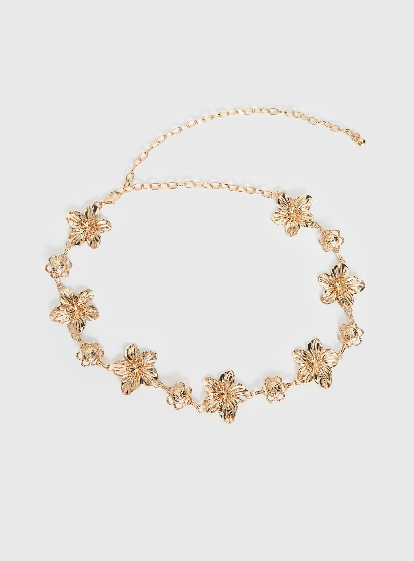 Orvena Floral Chain Belt Gold