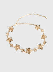 Orvena Floral Chain Belt Gold
