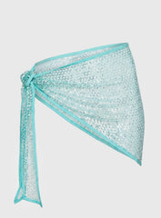 Wild Guess Sequin Netted Sarong Aqua