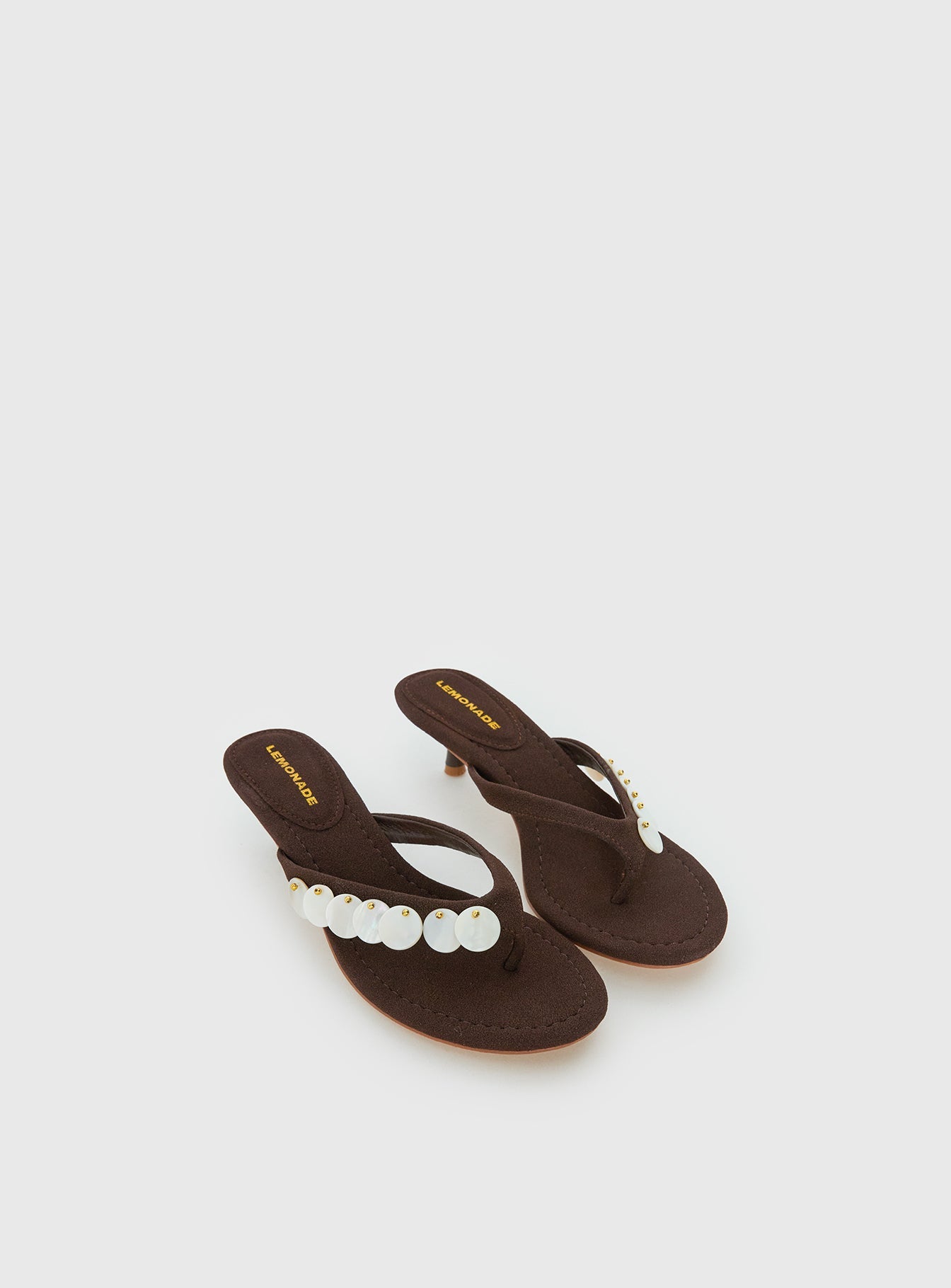 Ginnia Shell Detail Thong Heels Chocolate
