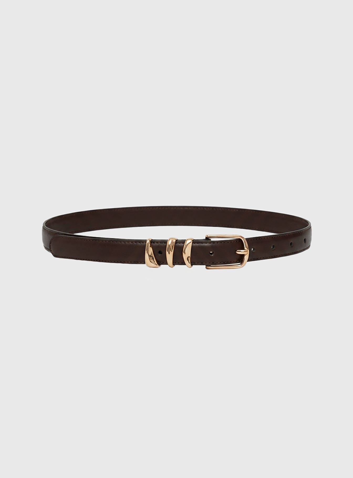 Naela Faux Leather Belt Dark Brown / Gold