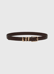Naela Faux Leather Belt Dark Brown / Gold