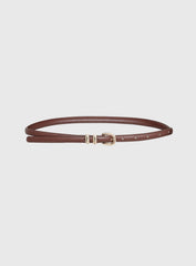 Antilles Faux Leather Micro Belt Brown / Gold