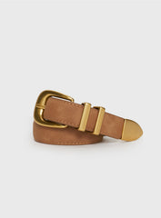 Duncani Faux Suede Belt Brown/Gold