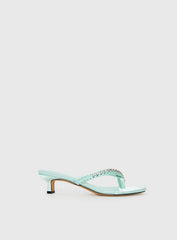 Little Italy Diamante Detail Thong Heels Aqua
