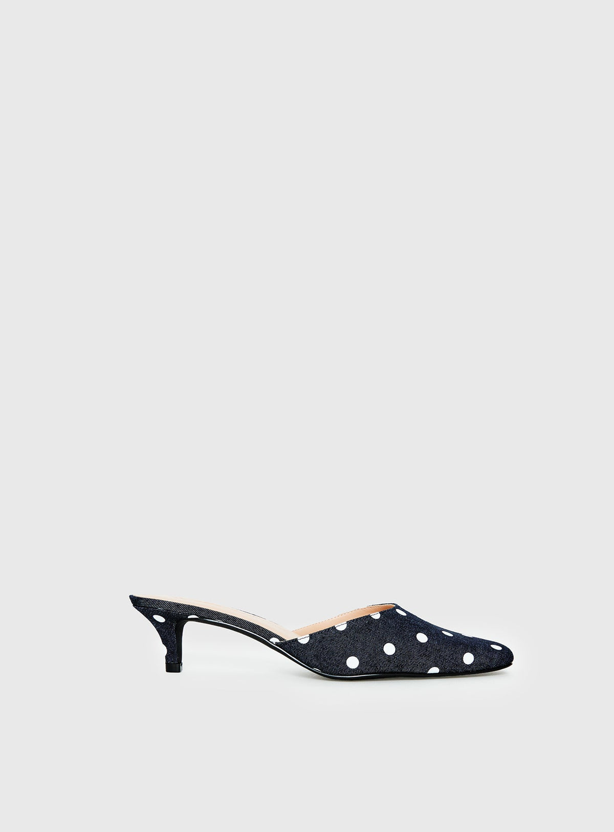 Kaelina Kitten Heels Denim Polka