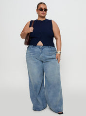 Suzu Sleeveless Knit Top Navy Curve