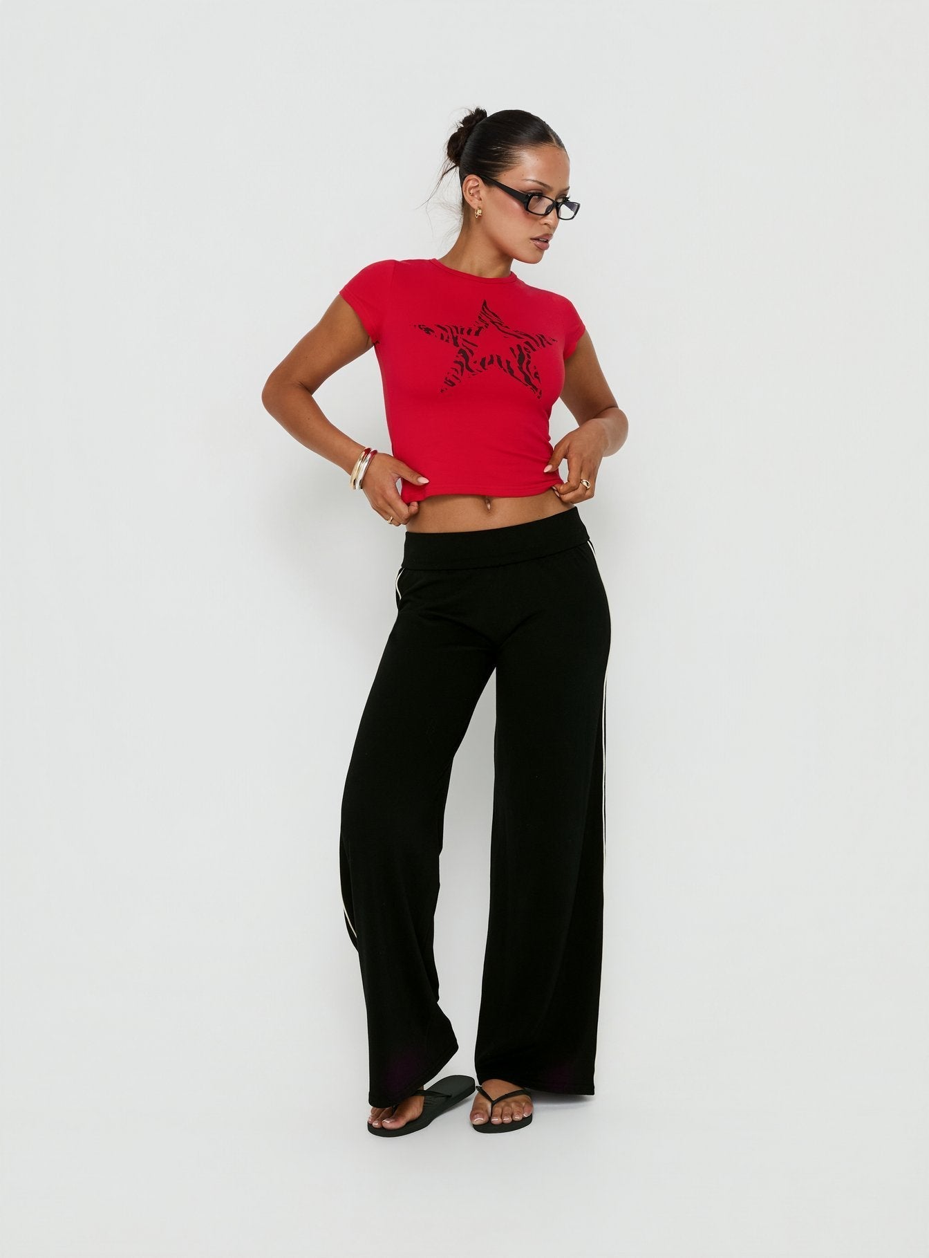 Rebel Star Graphic Baby Tee Red