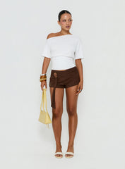 Florana Belted Mini Shorts Chocolate
