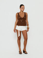 Florana Belted Mini Shorts White