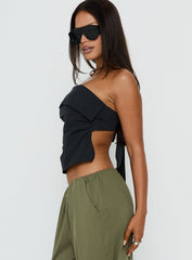 Christalle Strapless Tie Back Top Black