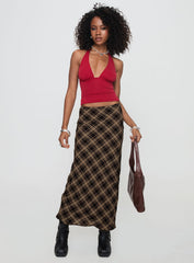 Hayze Maxi Skirt Brown Check