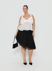 Raydon Lace Trim Cami Top White / Black Polka Curve