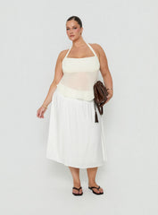 Heart Of Gold Linen Blend Midi Skirt White Curve