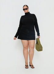 Enisa High Neck Long Sleeve Top Black Curve