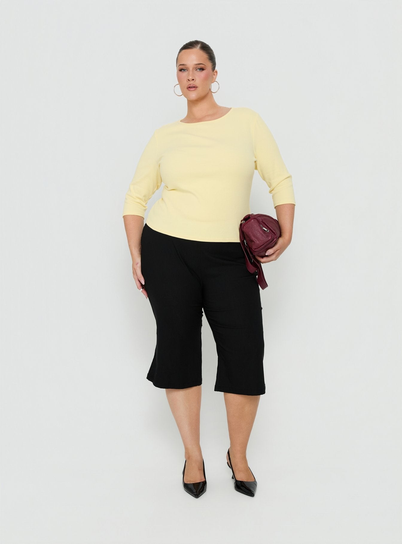 Elaia 3/4 Sleeve Top Yellow Curve