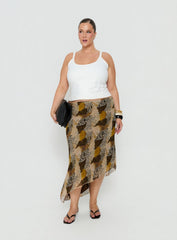 Suella Asymmetrical Midi Skirt Animal Multi Curve