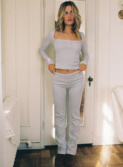 Golden Slumber Foldover Waist Flared Sleep Pant Grey
