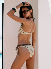 Andrei Layered Cheeky Bikini Bottoms Cream / Brown Polka Dot