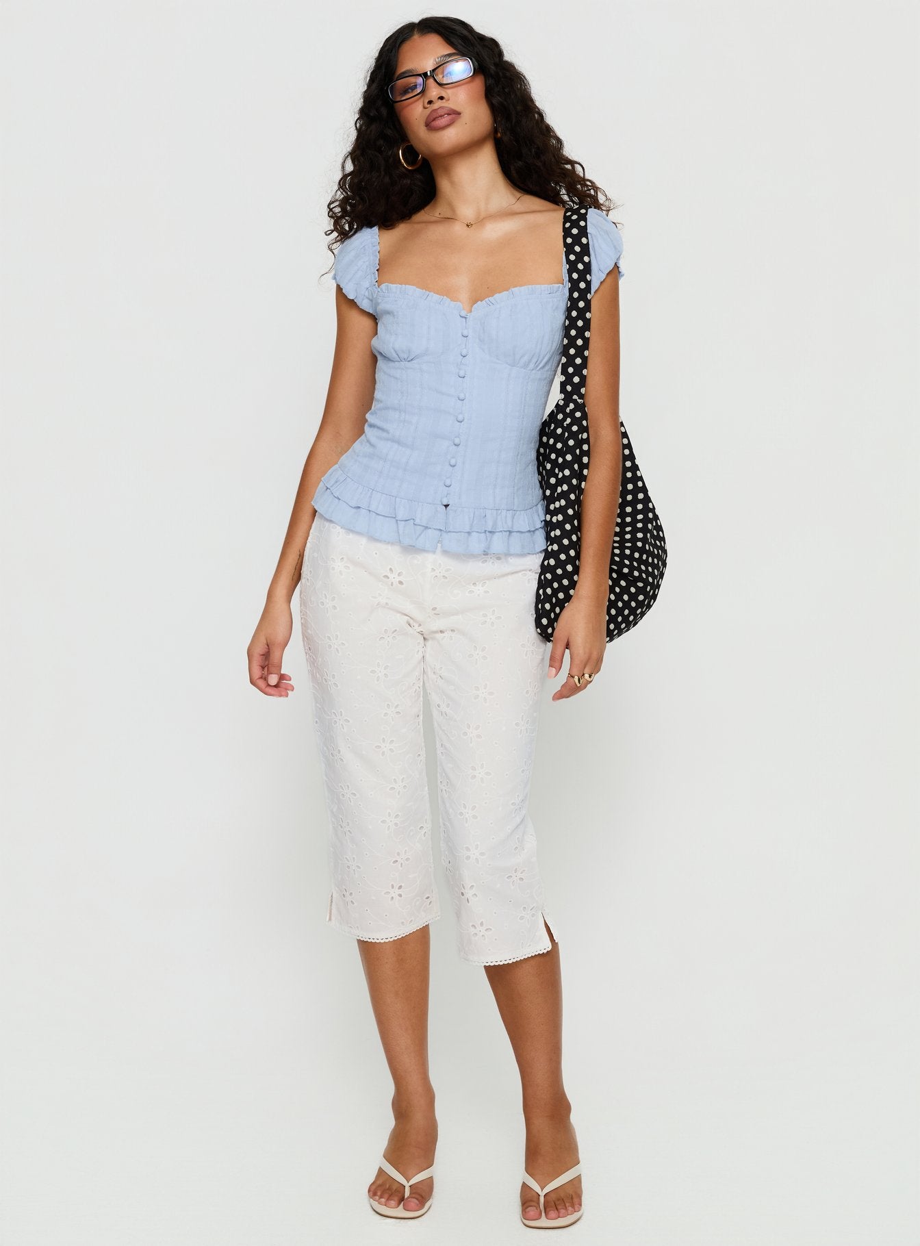Suiter Frill Detail Top Soft Blue